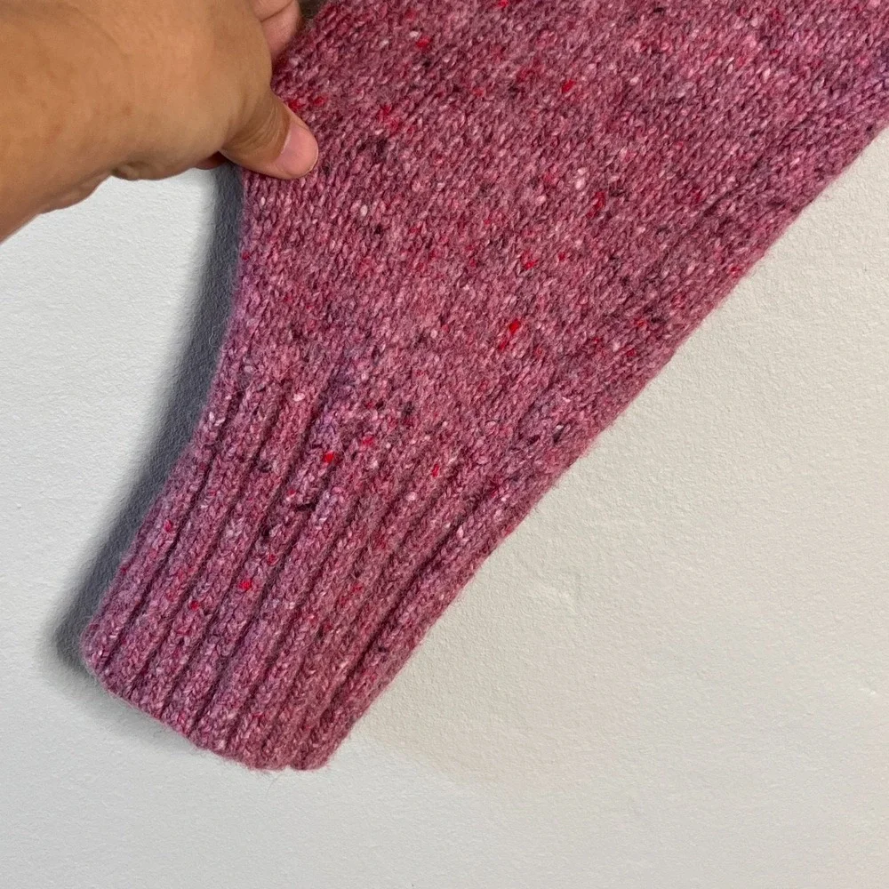 Faherty Driftwood Donegal Merino Wool Blend Sweater Oversized S Pink V-Neck Soft
